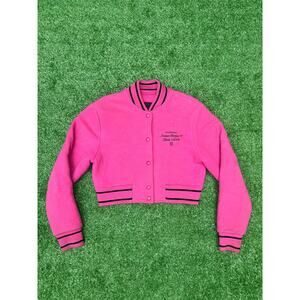 WMNS Givenchy Cropped Bomber Varsity Jacket Pink SZ Small